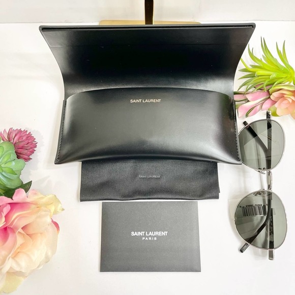NEW Saint Laurent YSL Unisex Silver SL 533 Sunglasses in Black main image 7